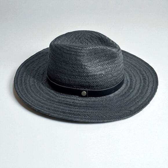 NWOT AllSaints Talia Fedora Hat Black Leather Trim - Picture 6 of 12